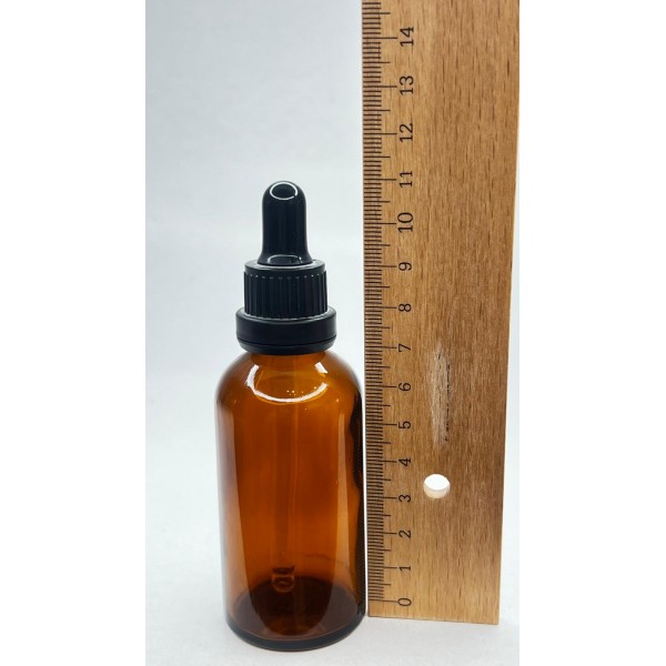 50 ml Kahverengi Cam Damlalıklı Şişe Siyah Kapak Siyah Emzik