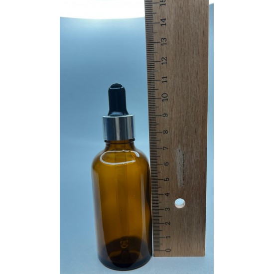 50 ml Kahverengi Cam Damlalıklı Şişe Gümüş Kapak Siyah Emzik