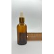 50 ml Kahverengi Cam Damlalıklı Şişe Gold Kapak Beyaz Emzik