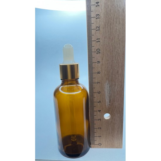 50 ml Kahverengi Cam Damlalıklı Şişe Gold Kapak Beyaz Emzik