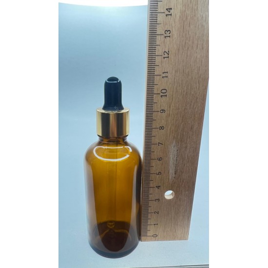 50 ml Kahverengi Cam Damlalıklı Şişe Gold Kapak Siyah Emzik