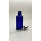 50 ml Mavi Cam Damlalıklı Şişe Gümüş Kapak Beyaz Emzik
