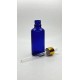 50 ml Mavi Cam Damlalıklı Şişe Gold Kapak Beyaz Emzik