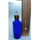 50 ml Mavi Cam Damlalıklı Şişe Gold Kapak Beyaz Emzik