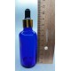 50 ml Mavi Cam Damlalıklı Şişe Gold Kapak Siyah Emzik