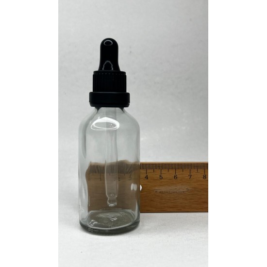50 ml Şeffaf Cam Damlalıklı Şişe Siyah Kapak Siyah Emzik