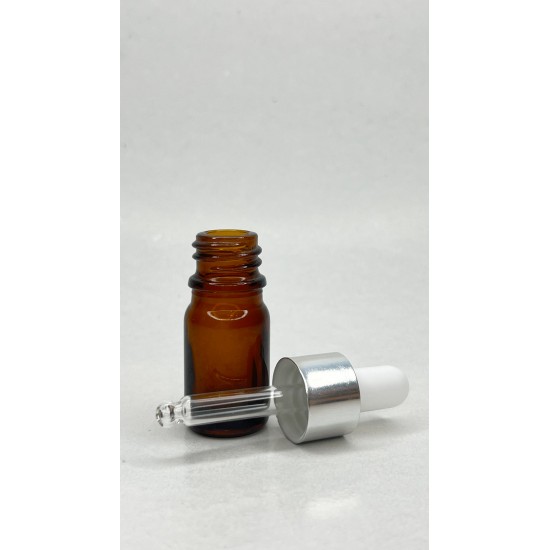 5ml kahverengi Cam Damlalıklı Gümüş kapak BeyazEmzik