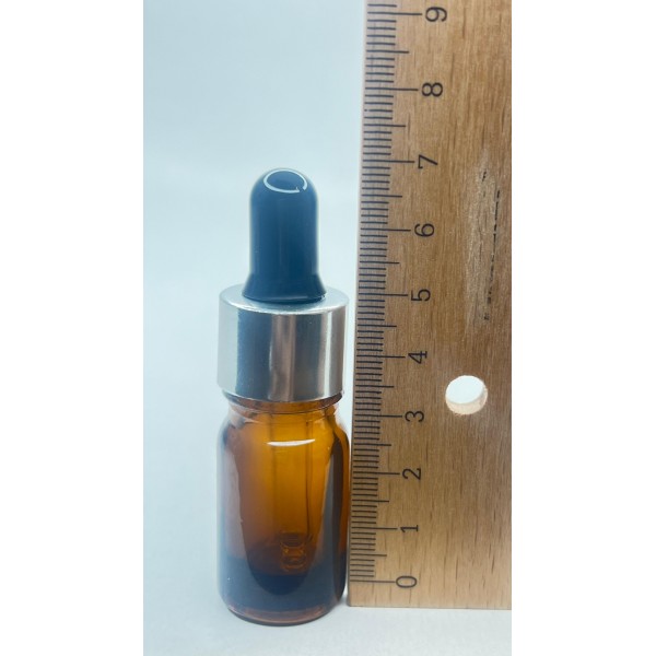 5 ml Kahverengi Cam Damlalıklı Gümüş Kapak Siyah Emzik