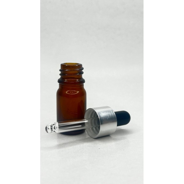 5 ml Kahverengi Cam Damlalıklı Gümüş Kapak Siyah Emzik