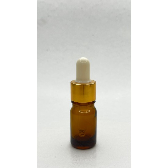 5 ml Kahverengi Cam Damlalıklı Şişe Gold Kapak Beyaz Emzik