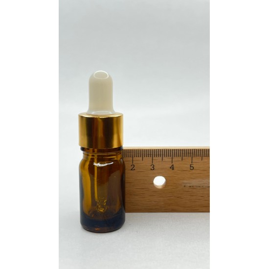 5 ml Kahverengi Cam Damlalıklı Şişe Gold Kapak Beyaz Emzik