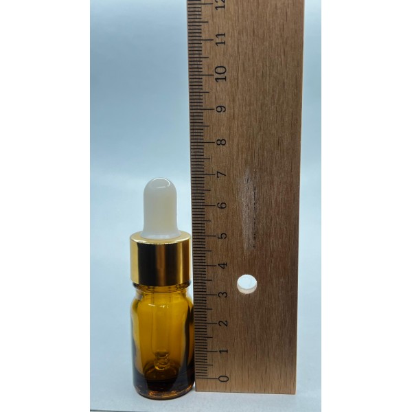 5 ml Kahverengi Cam Damlalıklı Şişe Gold Kapak Beyaz Emzik