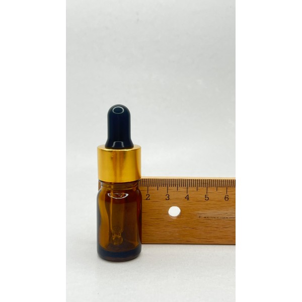 5 ml Kahverengi Cam Damlalıklı Şişe Gold Kapak Siyah Emzik 