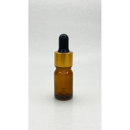 5 ml Kahverengi Cam Damlalıklı Şişe Gold Kapak Siyah Emzik 