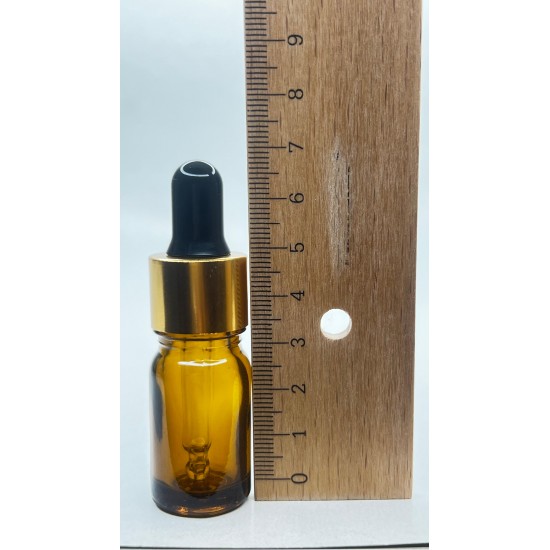 5 ml Kahverengi Cam Damlalıklı Şişe Gold Kapak Siyah Emzik 
