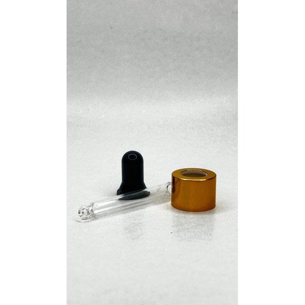 5 ml Kahverengi Cam Damlalıklı Şişe Gold Kapak Siyah Emzik 