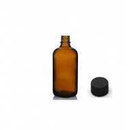 100 ml Kahverengi (Amber) Cam Şişe Siyah Plastik Düz Kapaklı