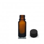 10 ml Kahverengi (Amber) Cam Şişe Siyah Plastik Düz Kapaklı