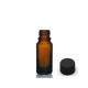 10 ml Kahverengi (Amber) Cam Şişe Siyah Plastik Düz Kapaklı