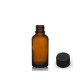 20 ml Kahverengi (Amber) Cam Şişe Siyah Plastik Düz Kapaklı
