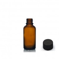 30 ml Kahverengi (Amber) Cam Şişe Siyah Plastik Düz Kapaklı