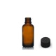 30 ml Kahverengi (Amber) Cam Şişe Siyah Plastik Düz Kapaklı