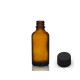 50 ml Kahverengi (Amber) Cam Şişe Siyah Plastik Düz Kapaklı