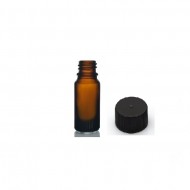 5 ml Kahverengi (Amber) Cam Şişe Siyah Plastik Düz Kapaklı