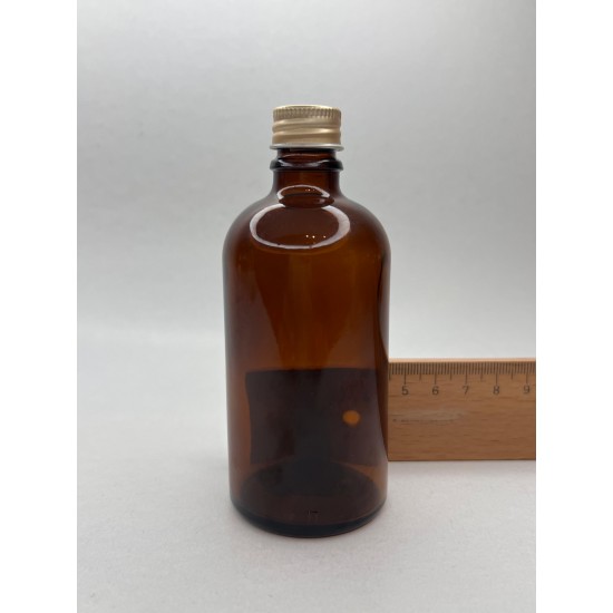 100 ml Kahverengi Cam Şişe Gold Metal Düz Kapaklı