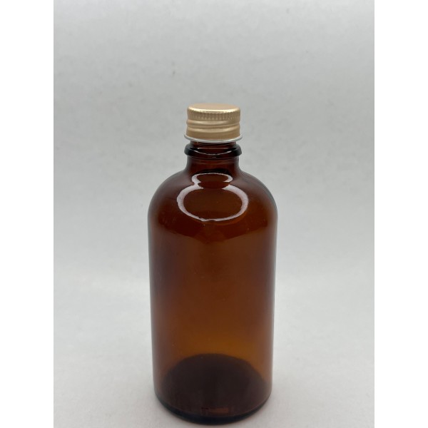 100 ml Kahverengi Cam Şişe Gold Metal Düz Kapaklı