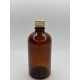 100 ml Kahverengi Cam Şişe Gold Metal Düz Kapaklı