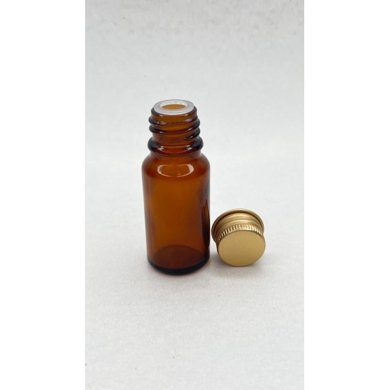 10 ml Kahverengi Cam Şişe Gold Metal Düz Kapaklı