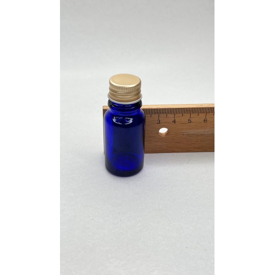10 ml Mavi Cam Şişe Gold Metal Düz Kapaklı