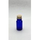 10 ml Mavi Cam Şişe Gold Metal Düz Kapaklı