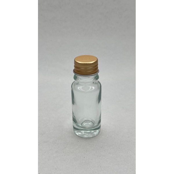 10 ml Şeffaf Cam Şişe Gold Metal Düz Kapaklı