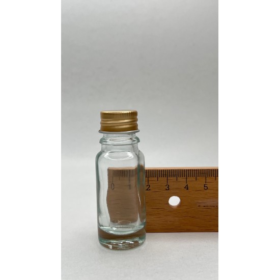 10 ml Şeffaf Cam Şişe Gold Metal Düz Kapaklı