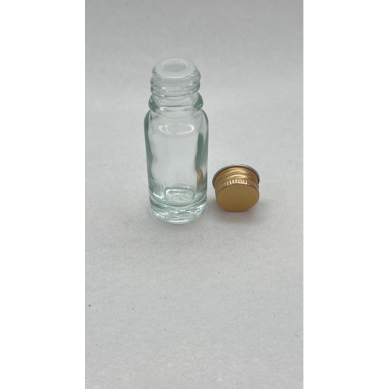 10 ml Şeffaf Cam Şişe Gold Metal Düz Kapaklı