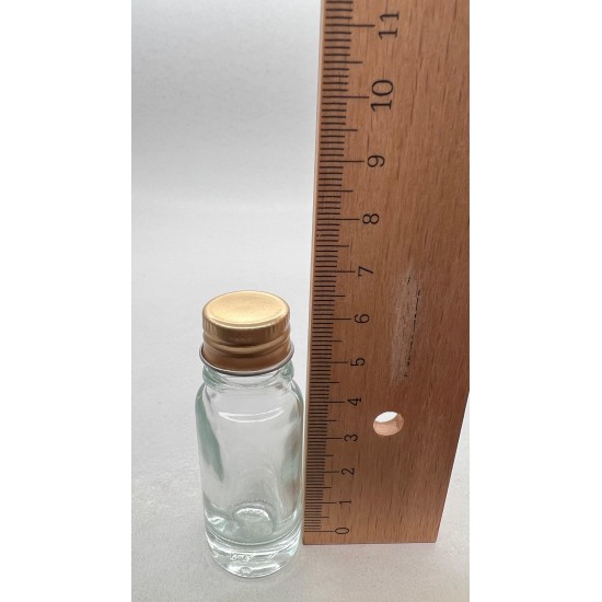 10 ml Şeffaf Cam Şişe Gold Metal Düz Kapaklı