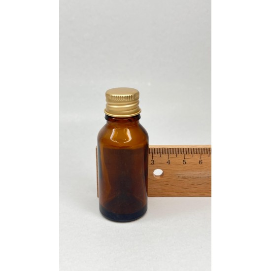 20 ml Kahverengi Cam Şişe Gold Metal Düz Kapaklı