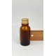 20 ml Kahverengi Cam Şişe Gold Metal Düz Kapaklı