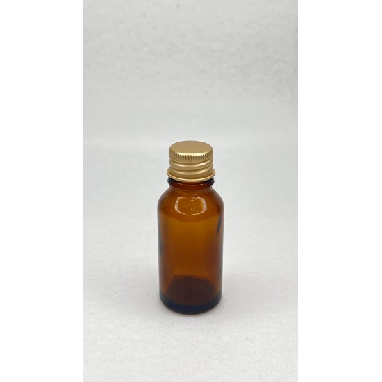 20 ml Kahverengi Cam Şişe Gold Metal Düz Kapaklı