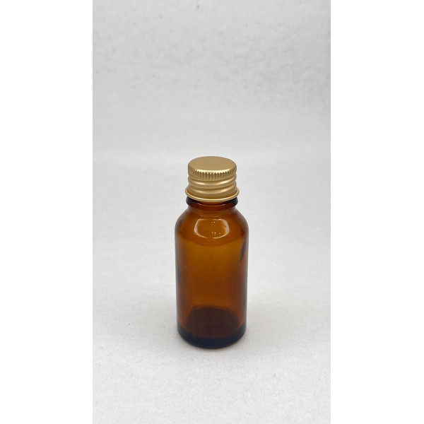 20 ml Kahverengi Cam Şişe Gold Metal Düz Kapaklı