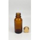20 ml Kahverengi Cam Şişe Gold Metal Düz Kapaklı