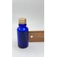20 ml Mavi Cam Şişe Gold Metal Düz Kapaklı