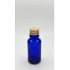 20 ml Mavi Cam Şişe Gold Metal Düz Kapaklı