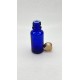 20 ml Mavi Cam Şişe Gold Metal Düz Kapaklı