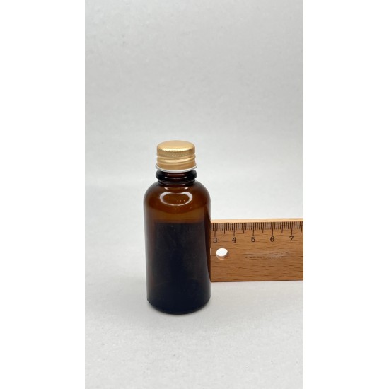 30 ml Kahverengi Cam Şişe Gold Metal Düz Kapaklı
