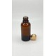 30 ml Kahverengi Cam Şişe Gold Metal Düz Kapaklı
