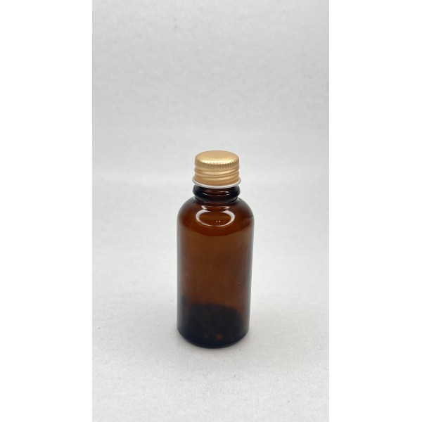 30 ml Kahverengi Cam Şişe Gold Metal Düz Kapaklı