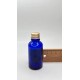 30 ml Mavi Cam Şişe Gold Metal Düz Kapaklı